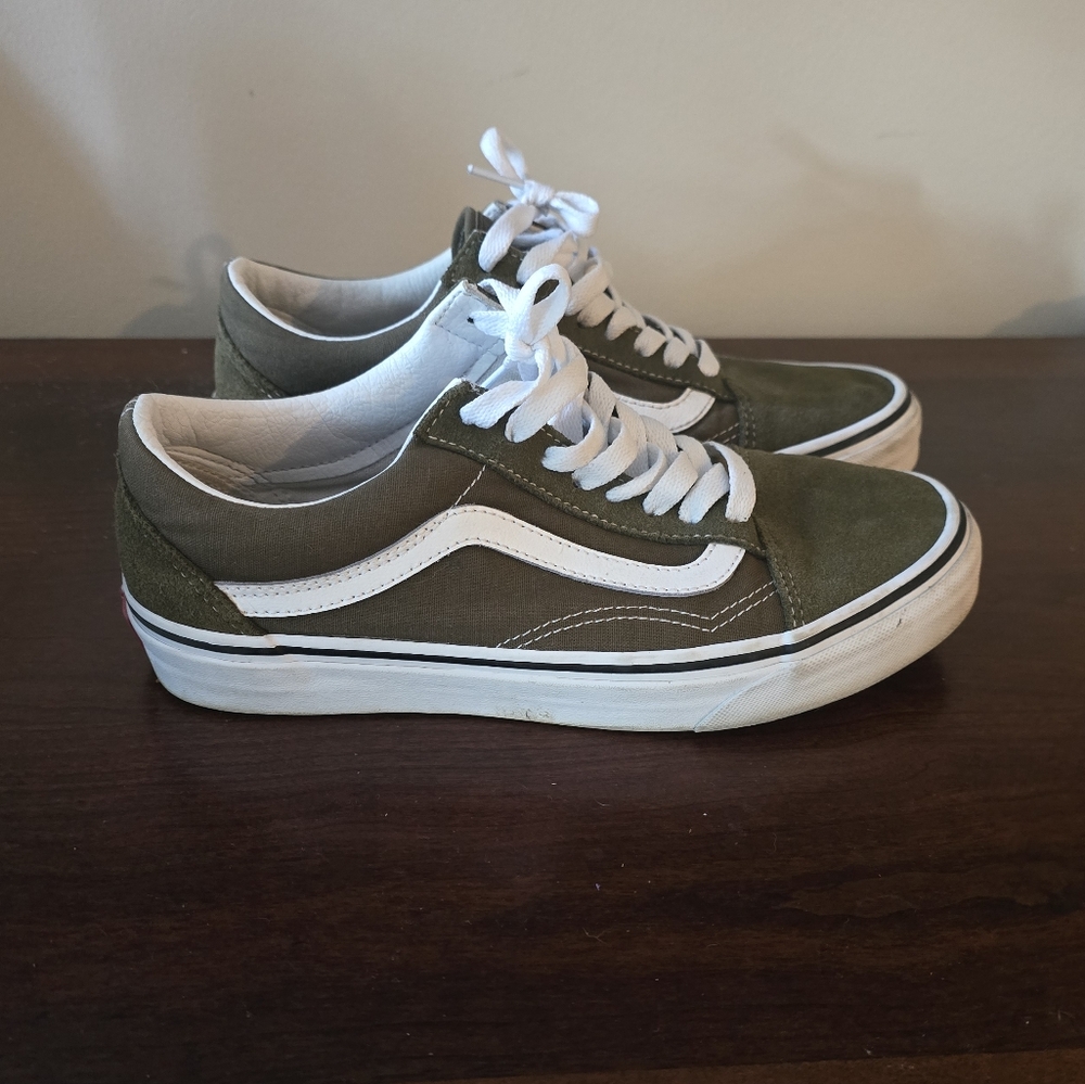 Vans Classic Olive and White Sneakers